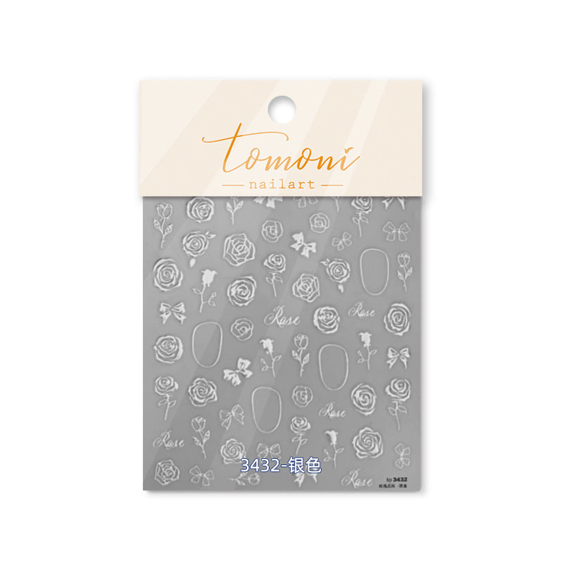 365nails: "Gold Foil Rose & Bow Sticker Set"