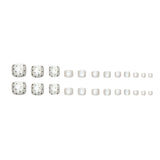 Listras tridimensionais cinza perolado romântico estrelas branco ins vento unhas dos pés removíveis 24 peças ｜ 365 unhas