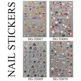 Happy Christmas Nail Art Sticker 5D Embossed Three-dimensional Snowman Santa DIY Nail Sticker Ornament HG