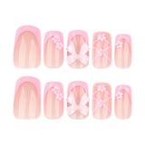 Long Square Press On Nails with Pink Base & Leopard Print Accents