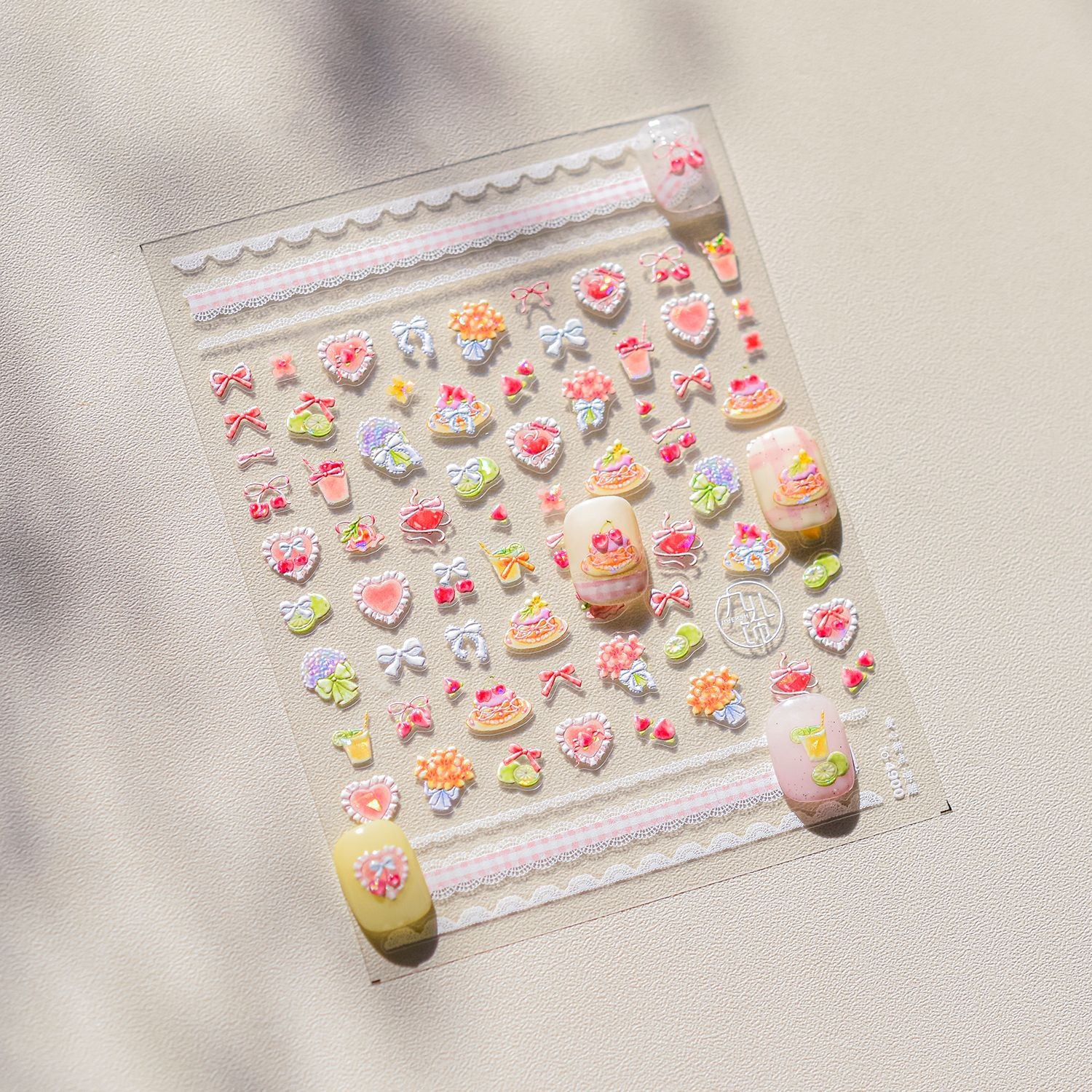 Sweet Dessert & Lace: "Pastel Treats" – 3D Nail Sticker