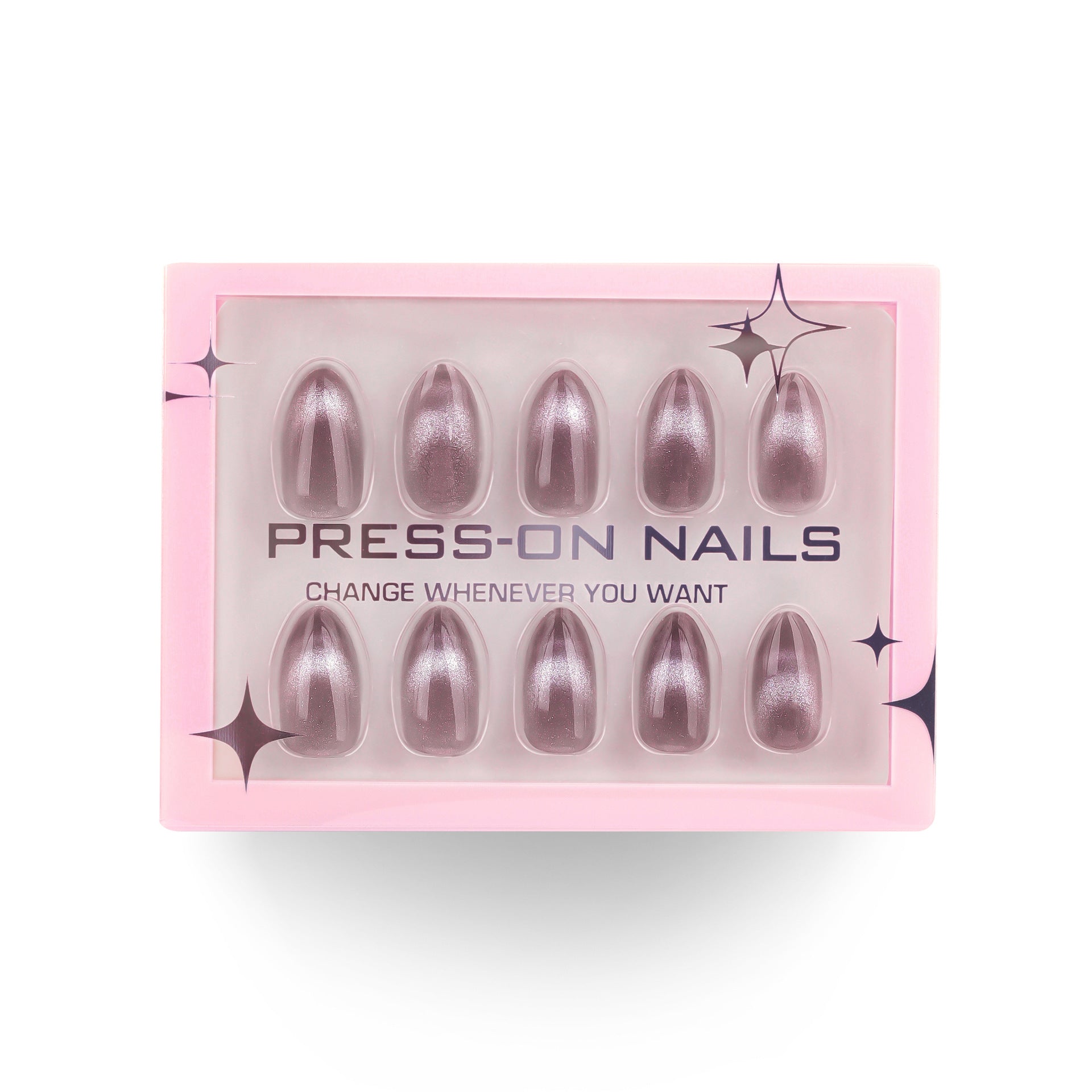 Unhas postiças de gatinho francesas simples unhas postiças transparentes cinzas em formato de amêndoa tipo avançado atacado