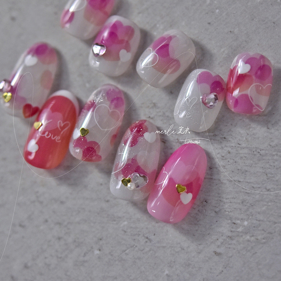 365nails: "Gradient Heart with Crystal Accent" – nail art stickers