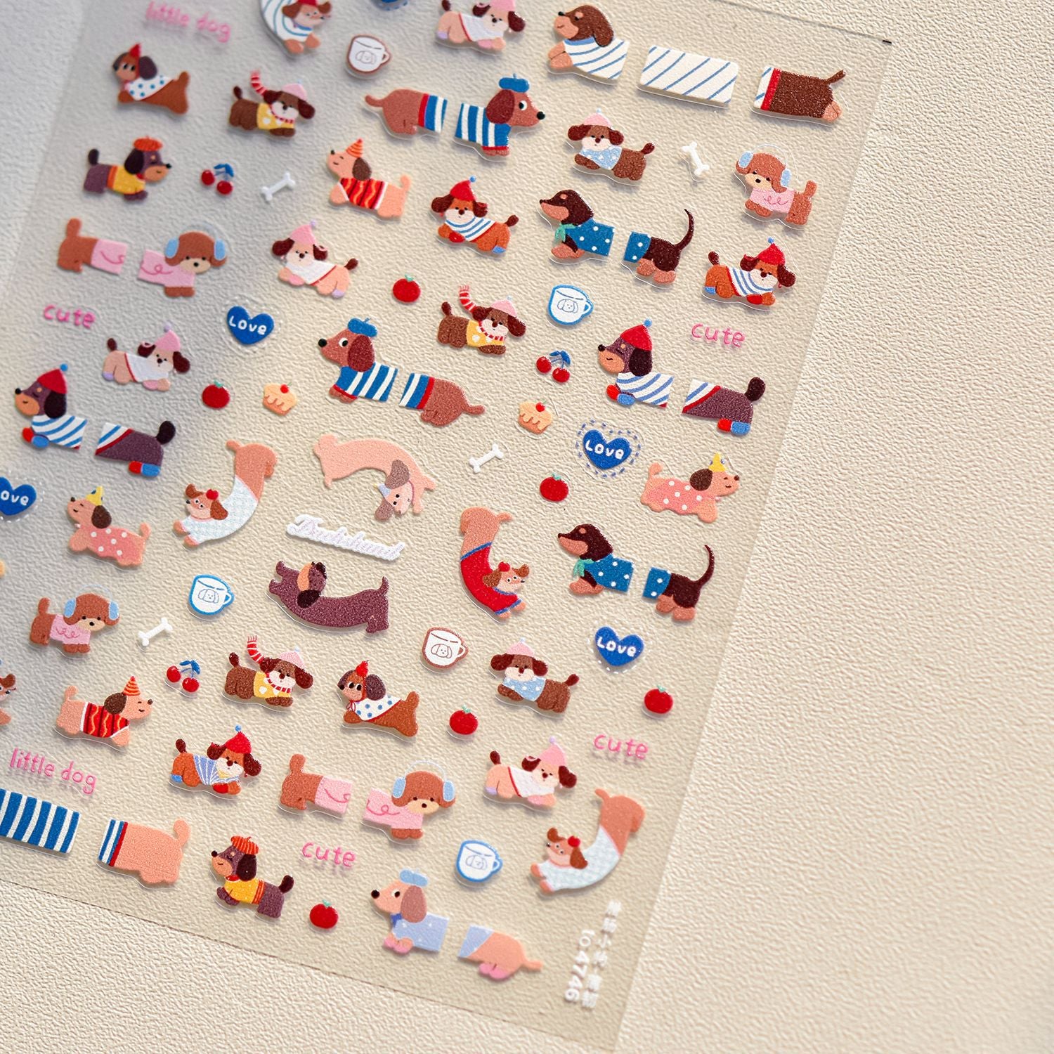 Cute Dachshund Collection: "Little Sausage Dogs" – 3D Embossed Nail Sticker