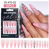 Popular hand-worn nail sweet cool flower almond long finished nail art removable patch fake nail piece