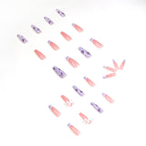 Flor de taro permeável ao gelo, arte francesa, acabamento em remendo para unhas, removível, desgaste de unhas ｜365nails