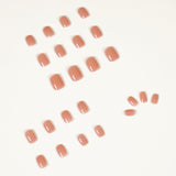 Patch de unha curto Cinnamon Nude, adesivo de unha, unhas postiças, unhas postiças, adesivo de unha removível com acabamento ｜365nails