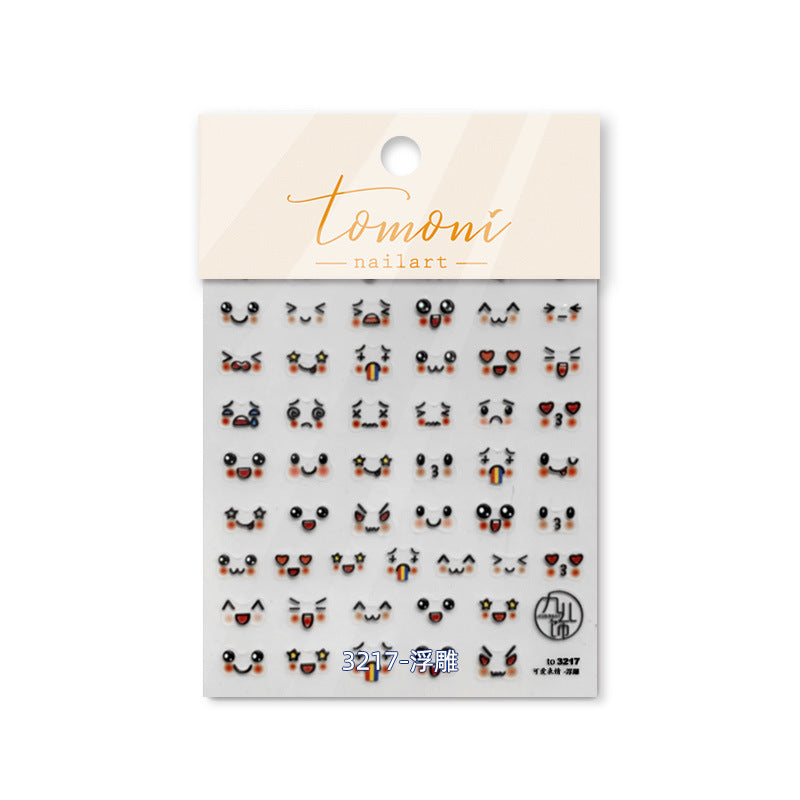 365nails: "kawaii visage mignon emoji en relief" – Autocollants pour ongles