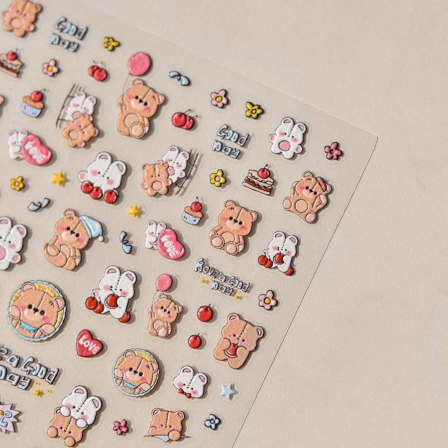 365nails: "Cute Bear & Bunny" – nail art stickers