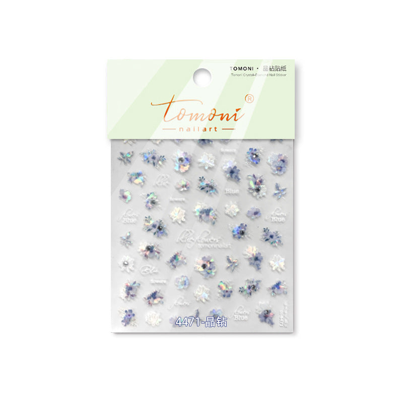 365nails : « Holographic Crystal Blue Flower » – Autocollants pour ongles