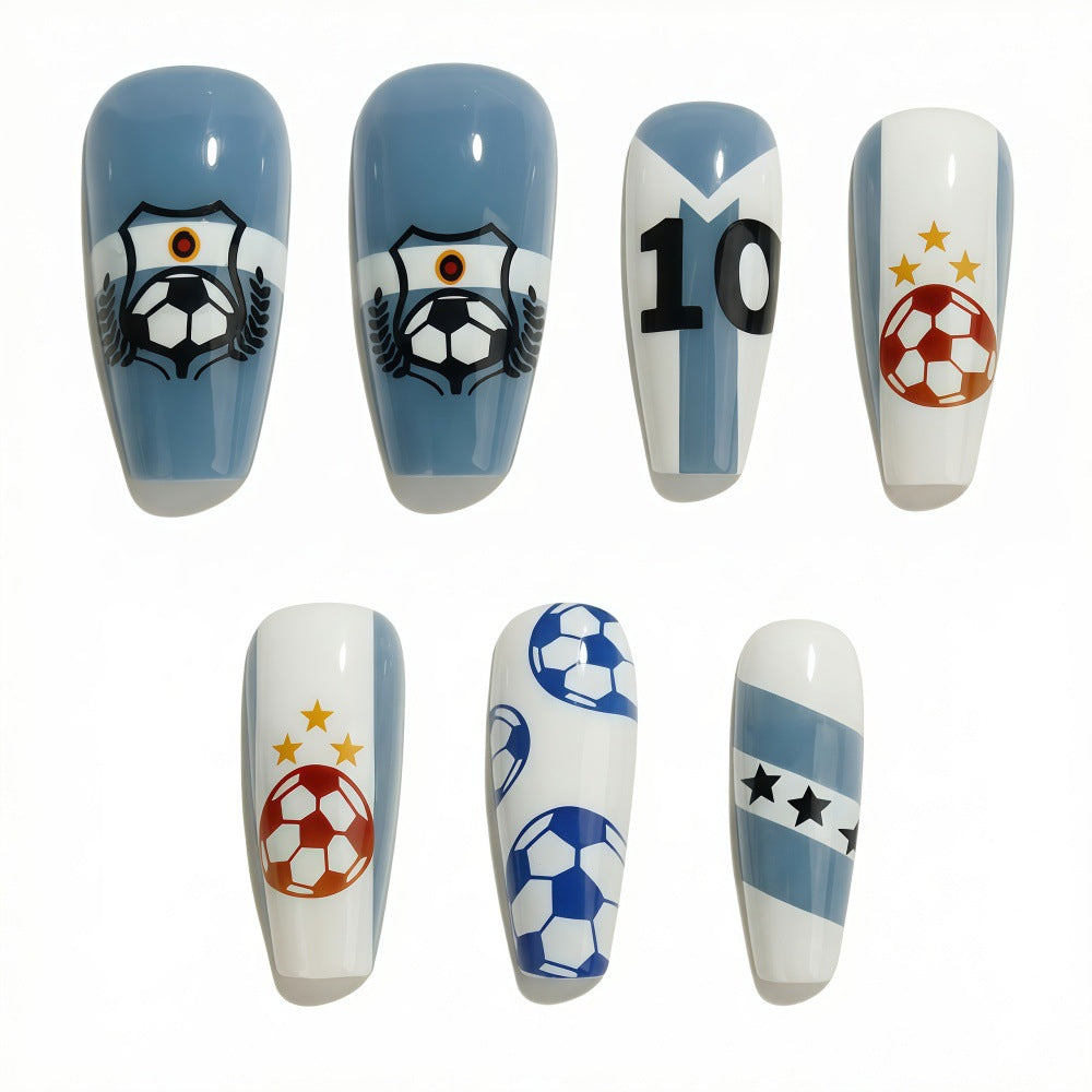 Unhas Postiças Copa do Mundo Azul Céu #10 (Brilhante/24unidades/Caixão Médio)