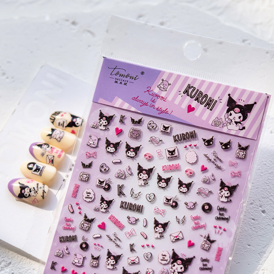 365nails: "Kuromi Iconic Black & Pink" – Nail Art Stickers