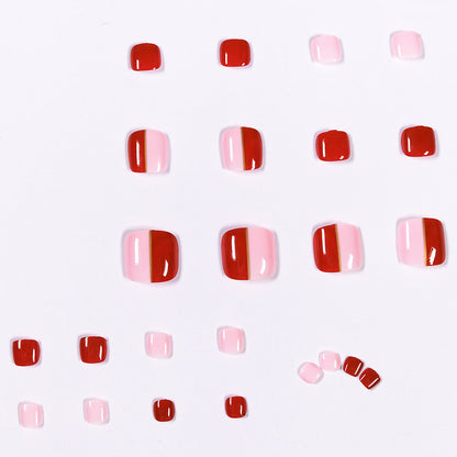 Color matching wine red powder Press on manicure fake nail manicure  foot nail  toenail  removable foot nail｜365nails