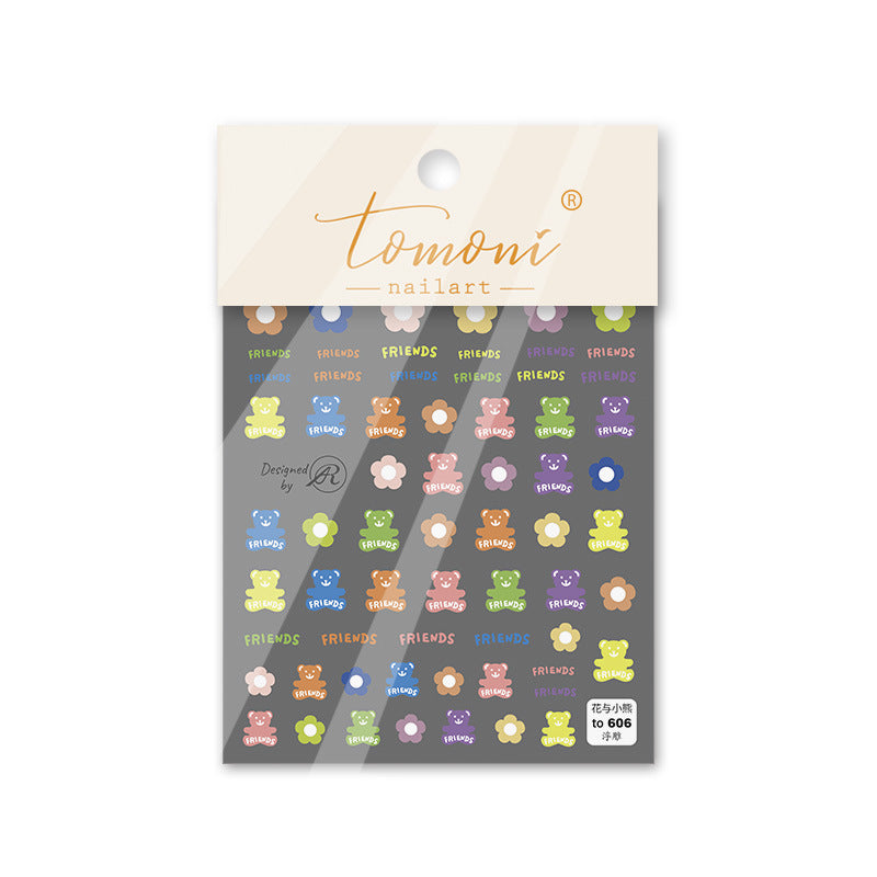 Strawberry Bear Collection: "Kawaii Berry Friends" – 3D Embossed Nail Sticker