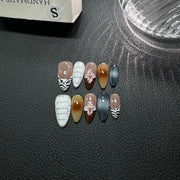 365nails：「金葉」3D手工製花朵杏仁形穿戴甲