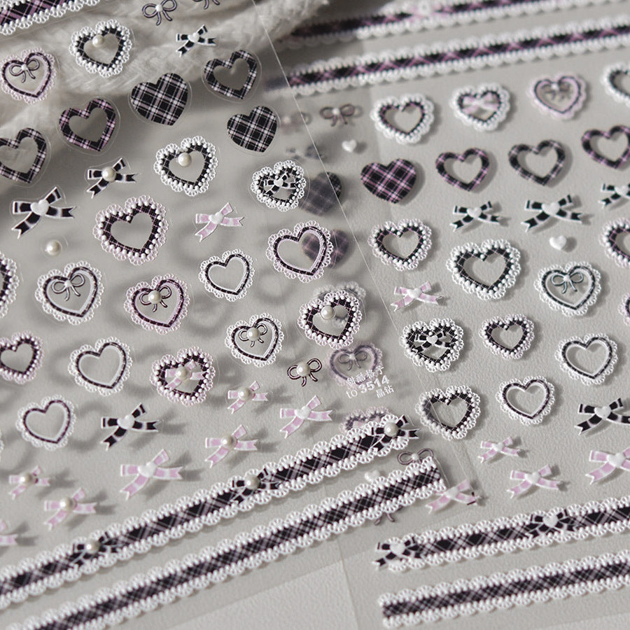 Crystal Heart Plaid – Crystal Diamond Nail Art Accent Set