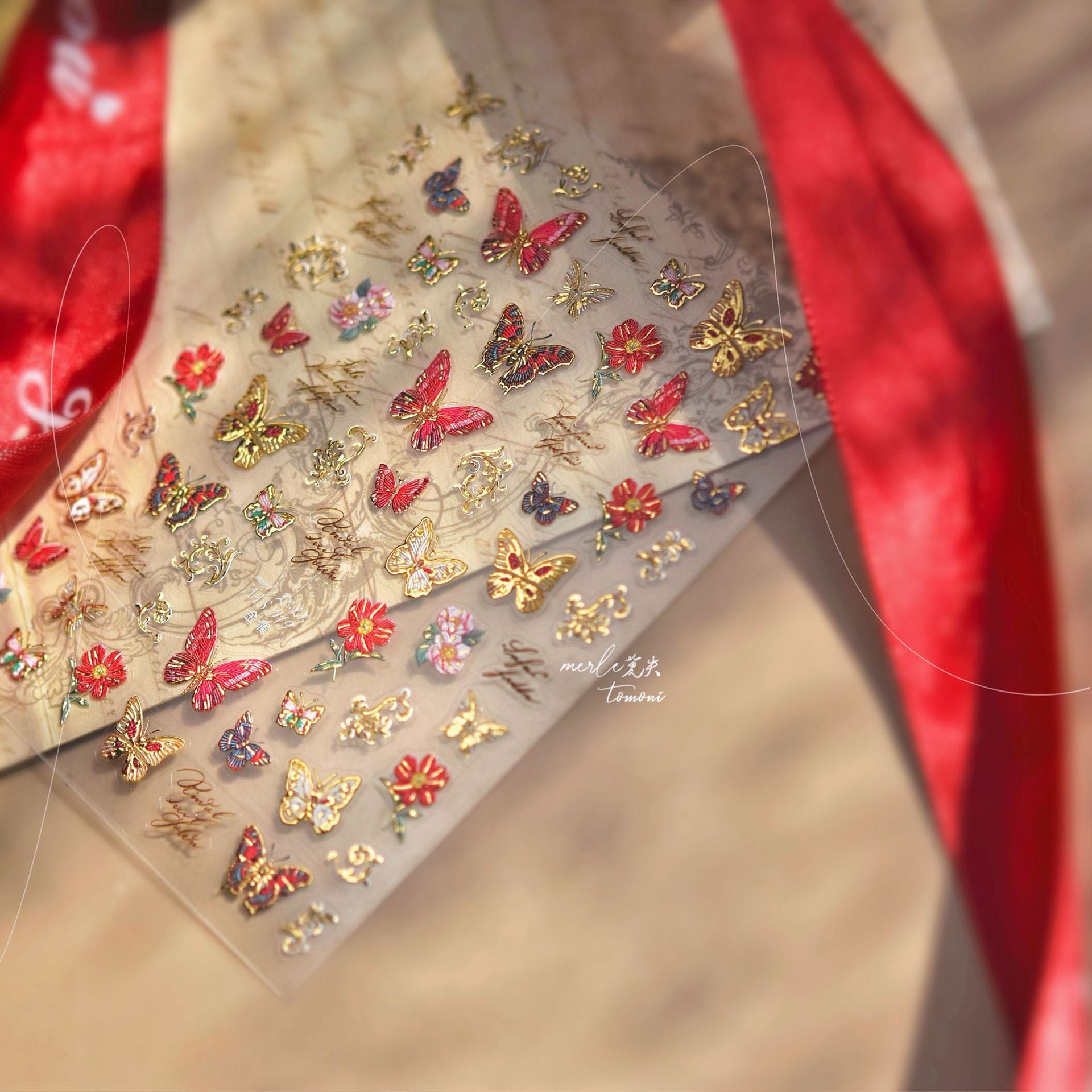 Vintage Butterfly Collection: "Enchanted Flutter" – 3D Metallic Nail Sticker