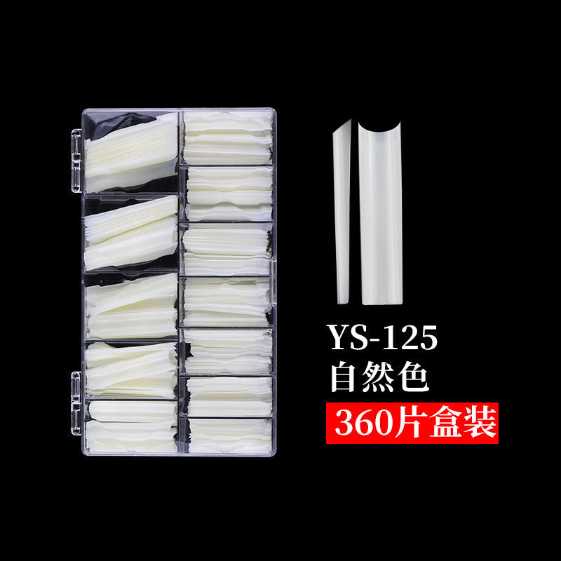 Nail Tips Nail plate semi-sticker, light sticker, lengthened XXXL water pipe nail NO C arc, light French manicure, transparent fake nail