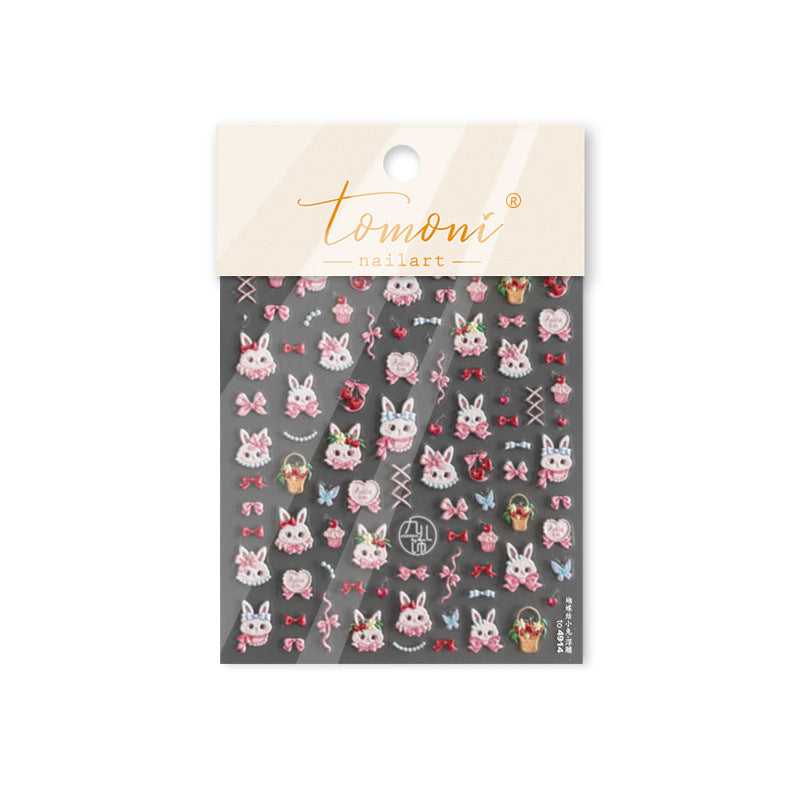 365nails: "Cute Pink Bunny & Bow" – nail art stickers