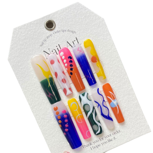 Midnight Peach Sauce -  ins Summer Soda Metal Hand Painted Graffiti Handmade Wear nails Handmade nails | 365nails
