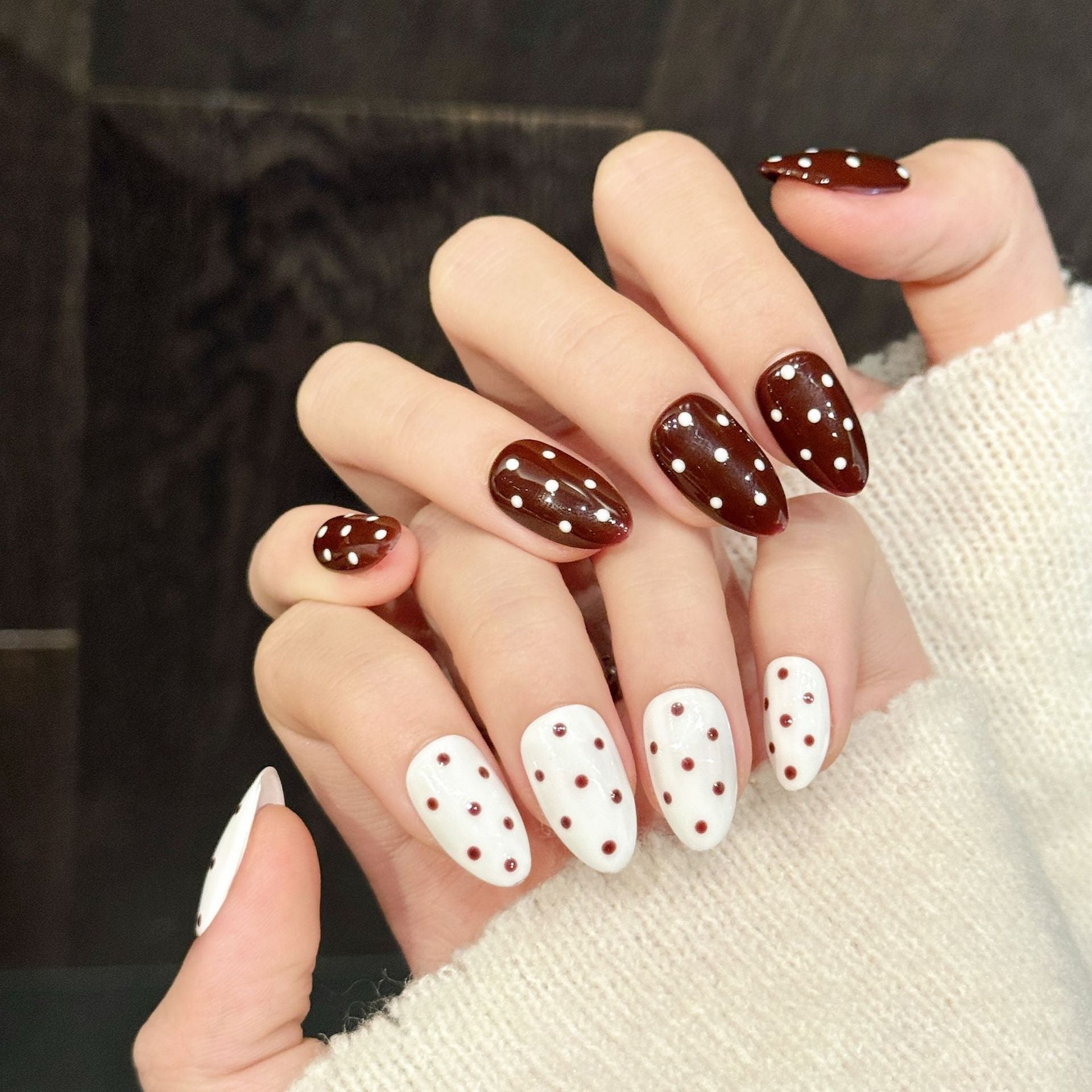 Red White Polka Dot Press On Nails