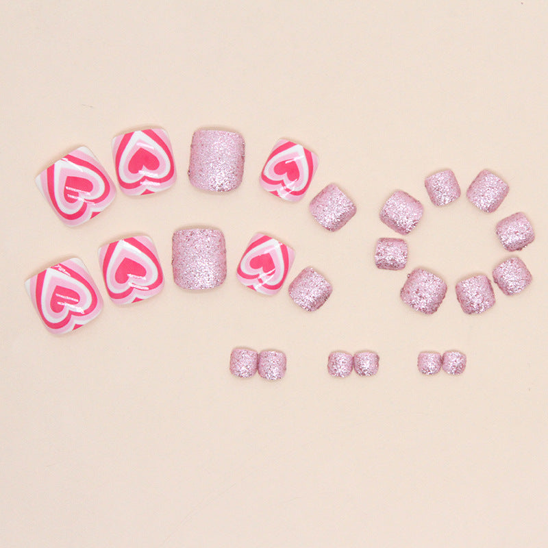 粉色閃耀 滿甲款 穿戴甲 可穿戴成品 可愛風 甲片 批發｜365nails