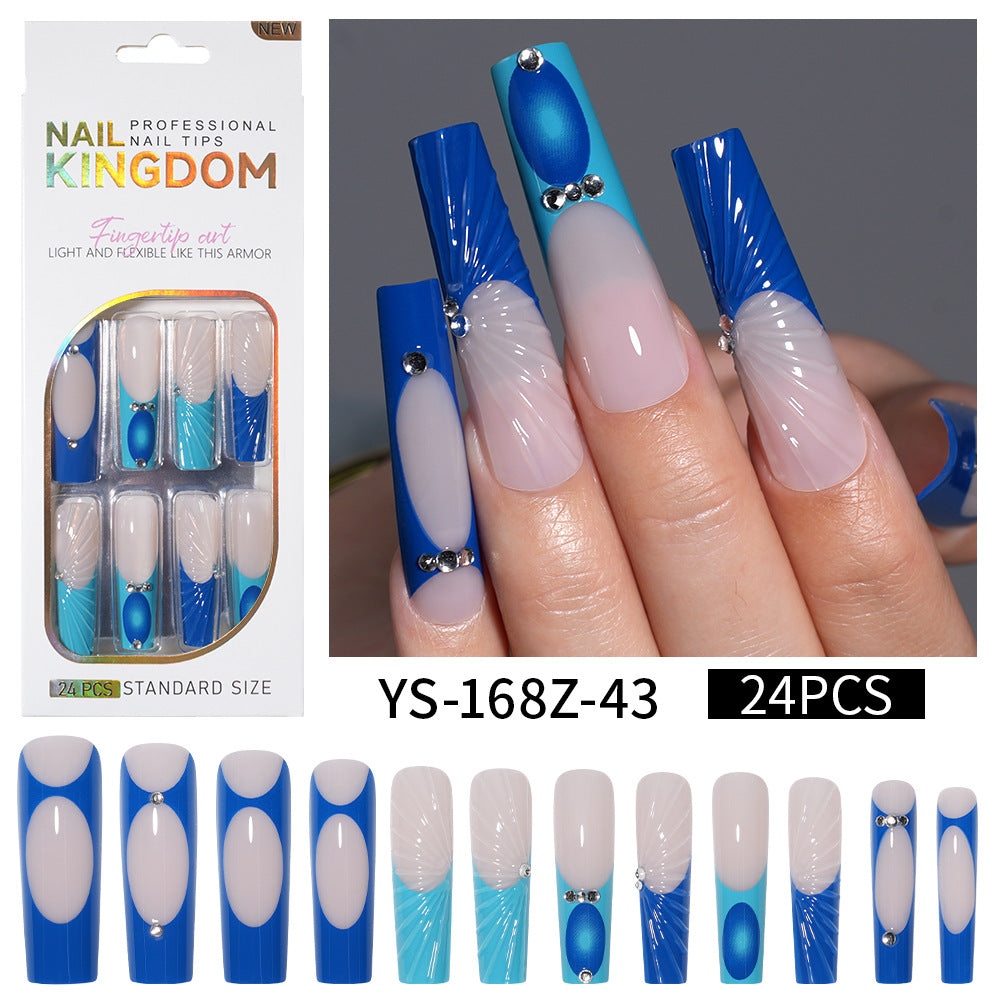 Long press on nails, French versatile patch nail art removable prefabricated fake nail press on nails piece