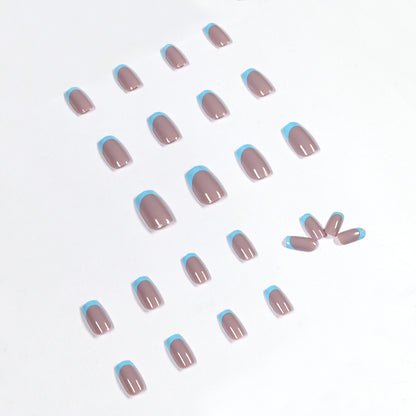 Premium Blue Grey Jelly Press on  Finished Fake Nail   Nail  Waterproof Removable Nail ｜365nails