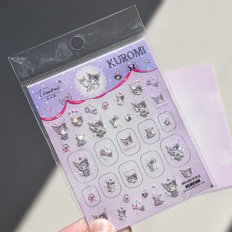 Sanrio Kuromi & Gothic Bow: "Kuromi’s Punk Kawaii" – 5D Embossed Nail Sticker