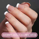 Press on nails French trapezoidal simple high-end sense 30 pieces box detachable fake nail finished pre-made manicure
