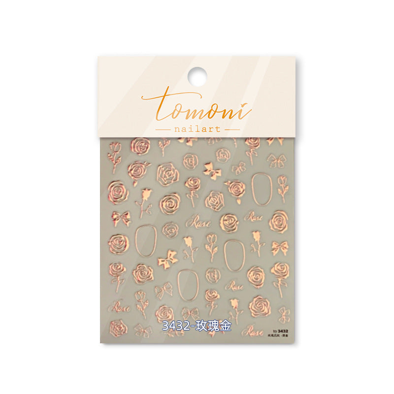 365nails: "Gold Foil Rose & Bow Sticker Set"