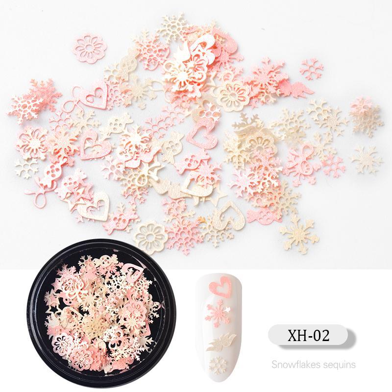 Christmas Snowflake Nail Decoration Sequins for Winter Manicure (MOQ=3)
