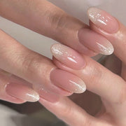 短款橢圓亮粉法式成品甲片 批發｜365nails