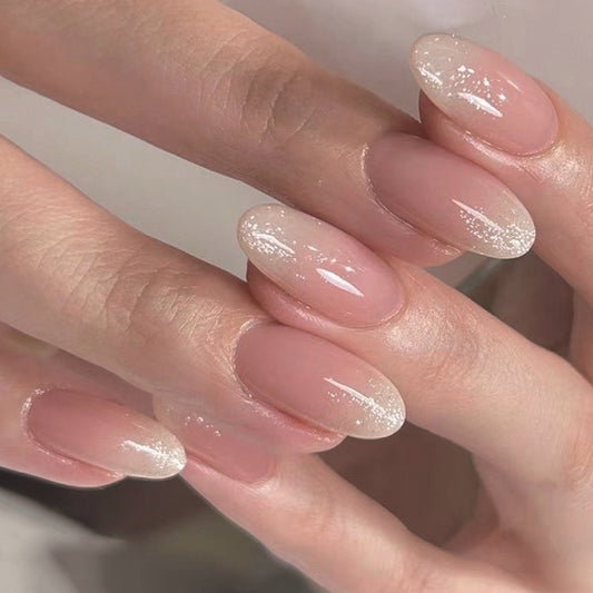 short oval glitter French  art finished product wholesale  nail art  wholesale｜365nails