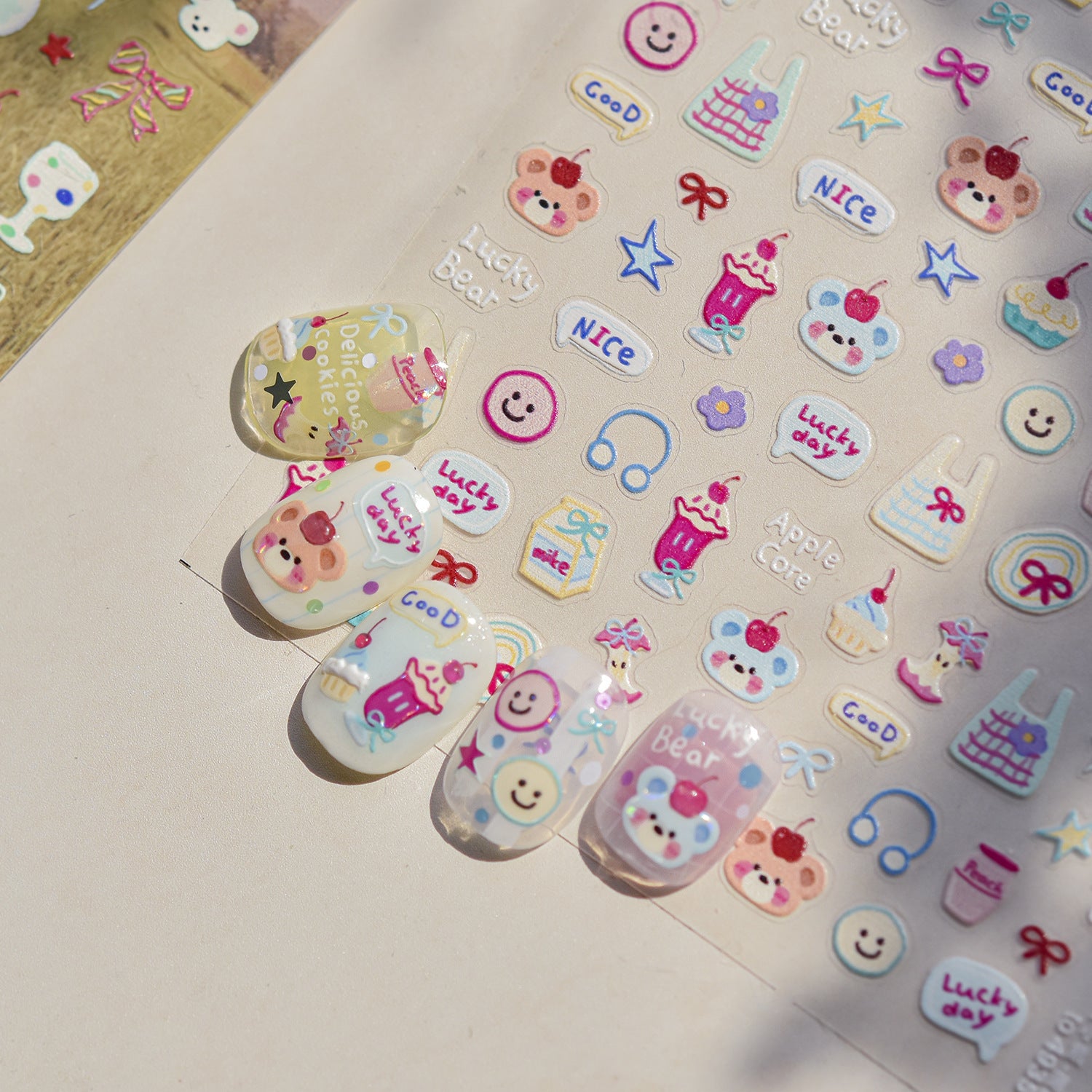 365nails: "Cute Bear & Sweet Treats" – Nail Art Stickers