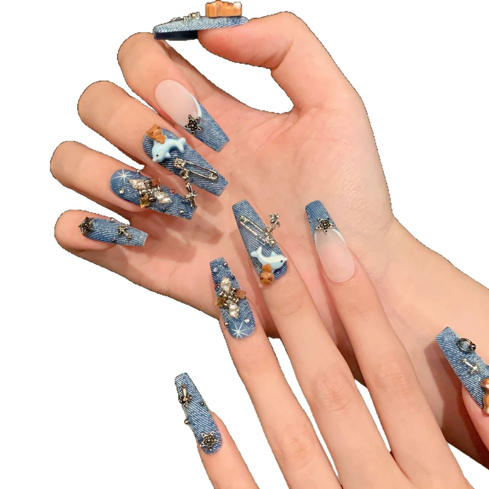 Old Cowboy Spice Girl Black Skin Cat Long Handmade Wear nails | 365nails