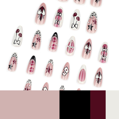 Sweet and cool short almond nail manicure, wearing nail, hot-selling   wearable   finished product wholesale｜365nails
