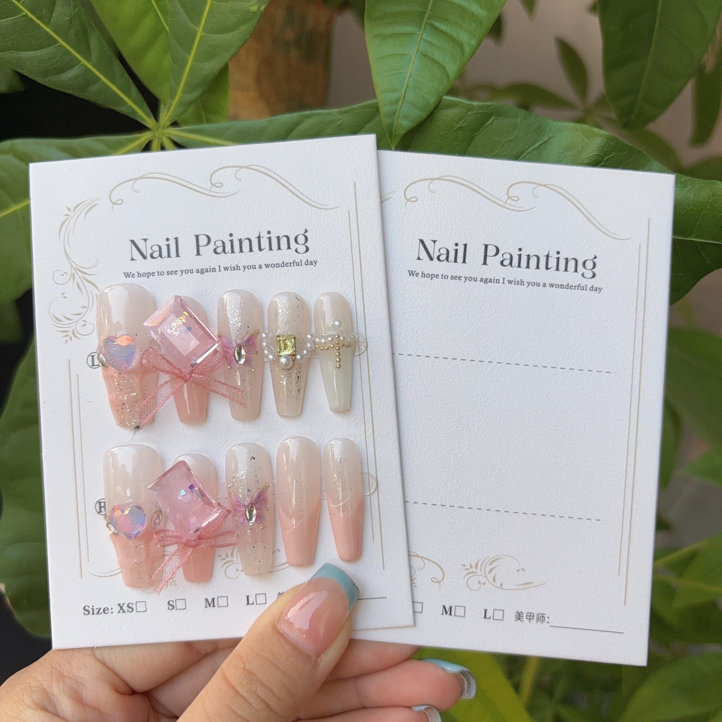 Glossy White Display Cards for Press On Nail Designs (MOQ=50)