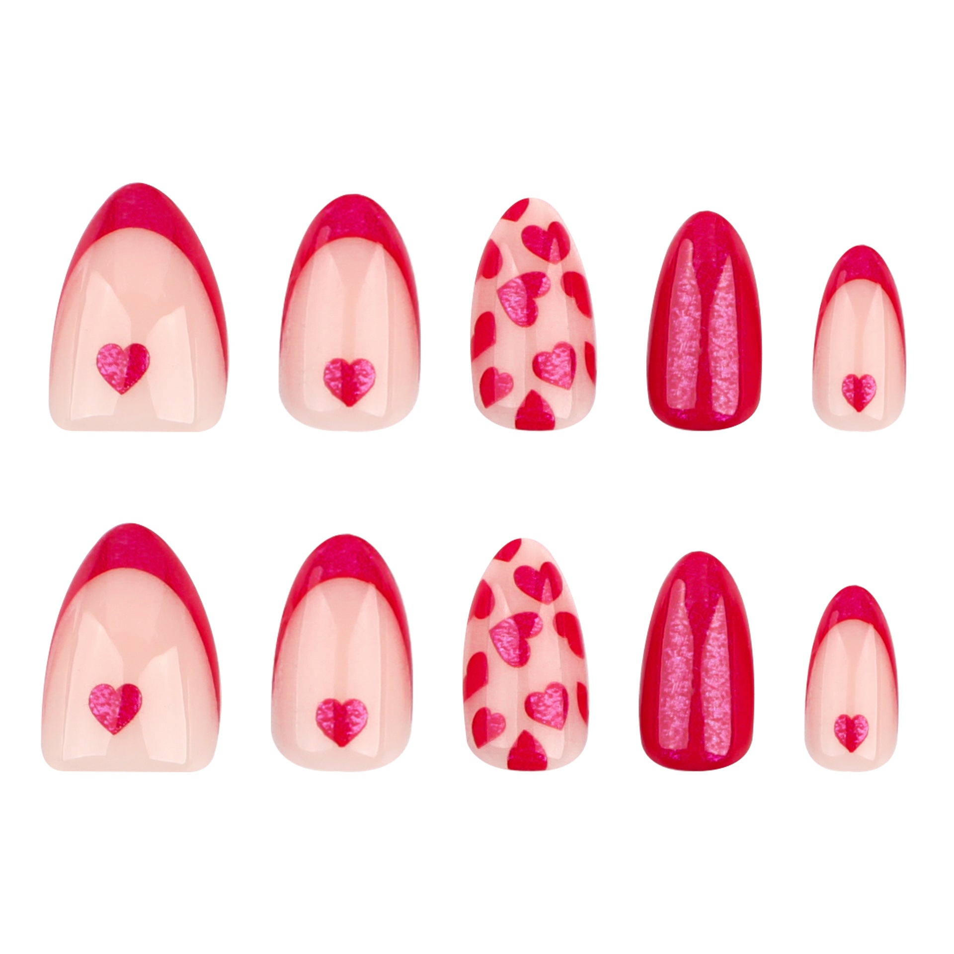 발렌타인 데이 프렌치 레드 러브 네일아트 베스트셀러 프레스온 네일 도매｜365nails