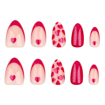2025 Valentine's Day French red wearing nail love nail art  hot-selling fake nails nail wholesale｜365nails