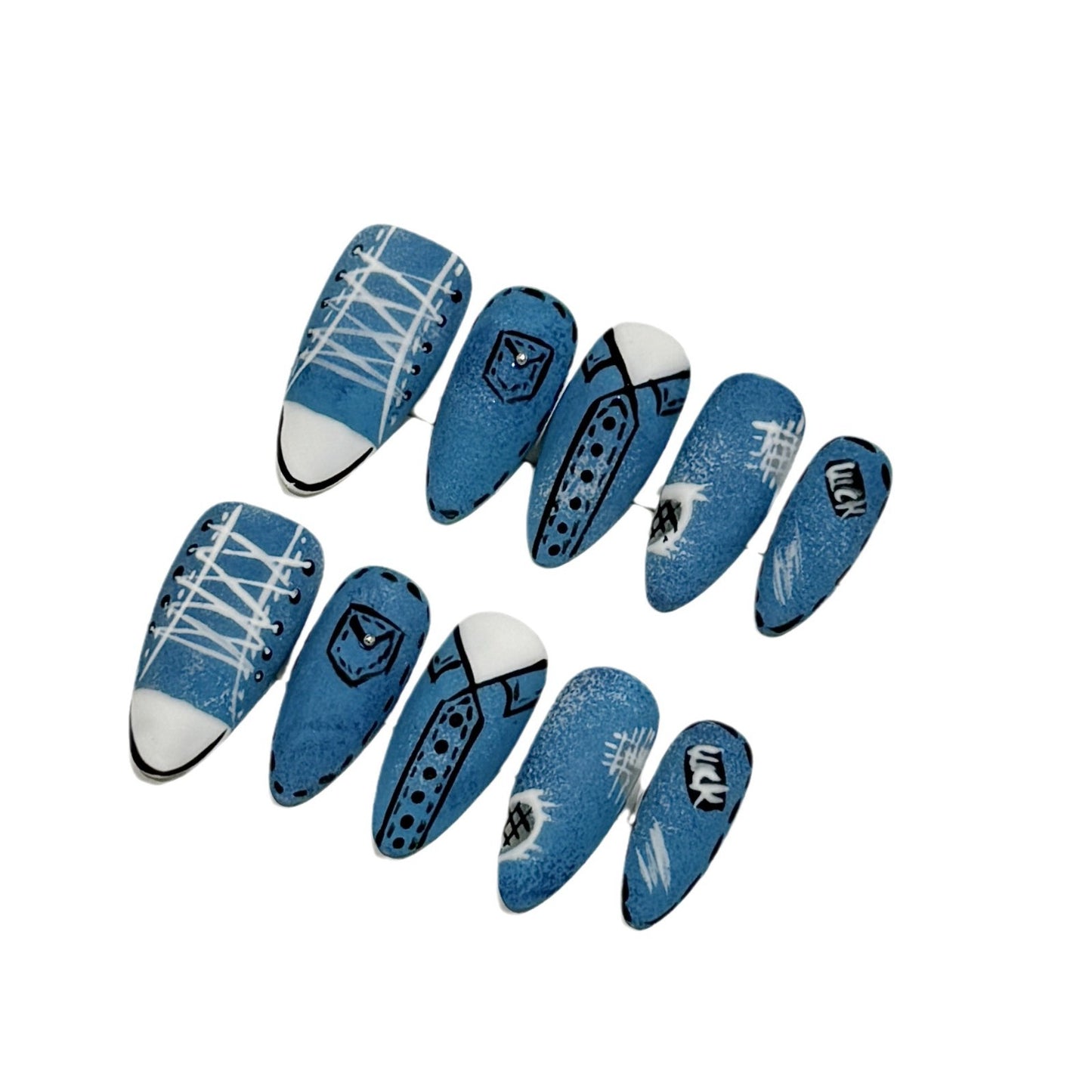 manicure pure hand-painted canvas shoes pure handmade press on nails hand-painted nail products | 365nails