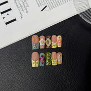 365nails: "Botanical Bloom" – 3D Floral Handmade Almond Nails