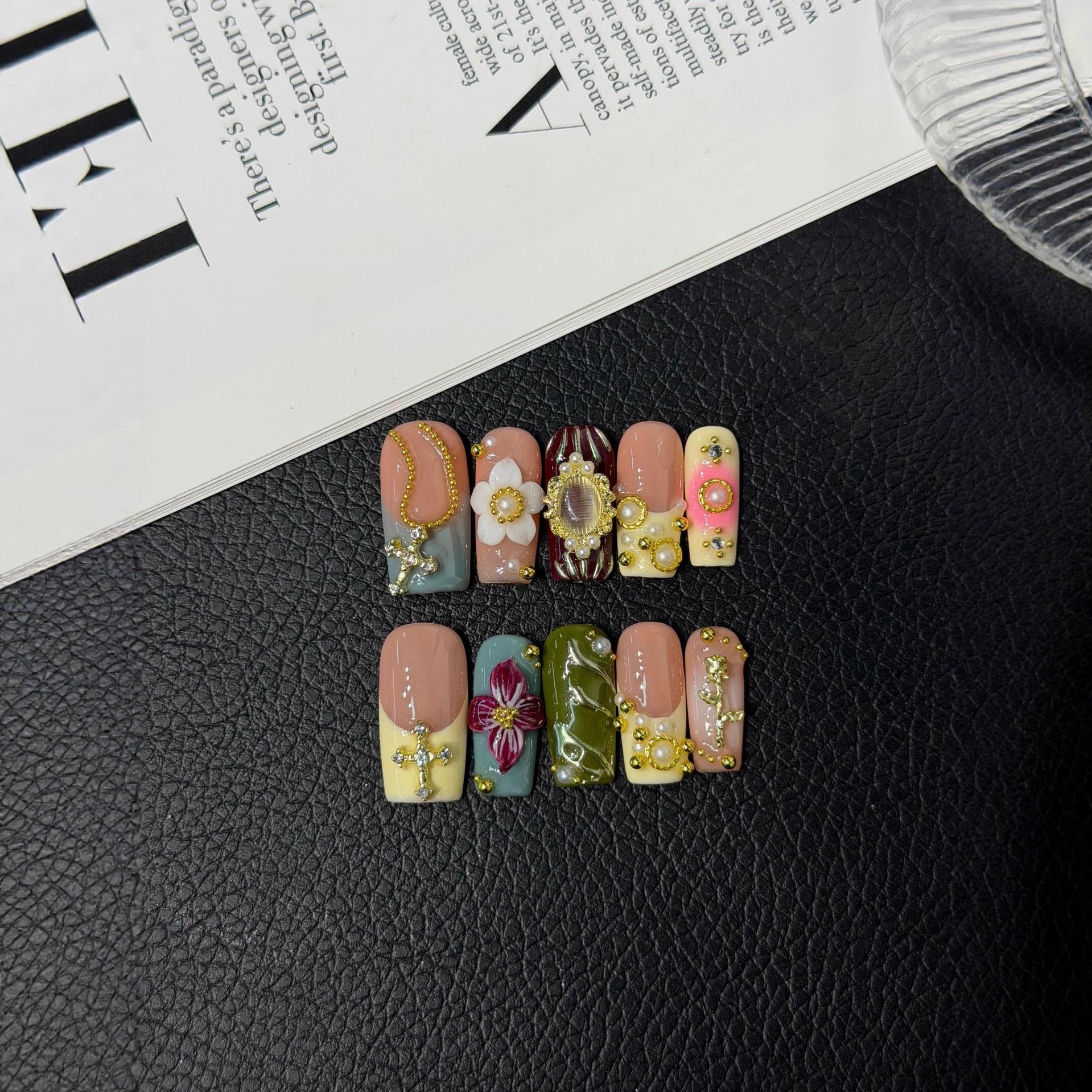 365nails: "Botanical Bloom" – 3D Floral Handmade Almond Nails