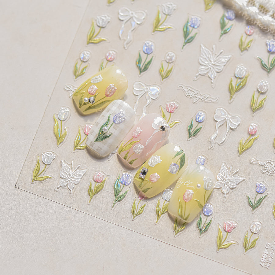 Jelly Flower Collection: "Pastel Bloom" – 3D Jelly Nail Sticker