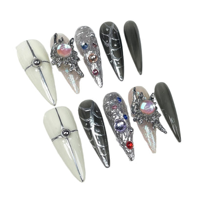Spice Girls Long Tip Nail Patch Hand-painted Metal Shaping Handmade Press-on Nails press-on nails Patch Wholesale｜365nails