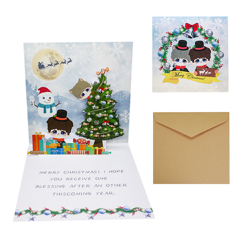 3D three-dimensional Christmas card creative Christmas Eve gift blessing Christmas envelope custom bronzing