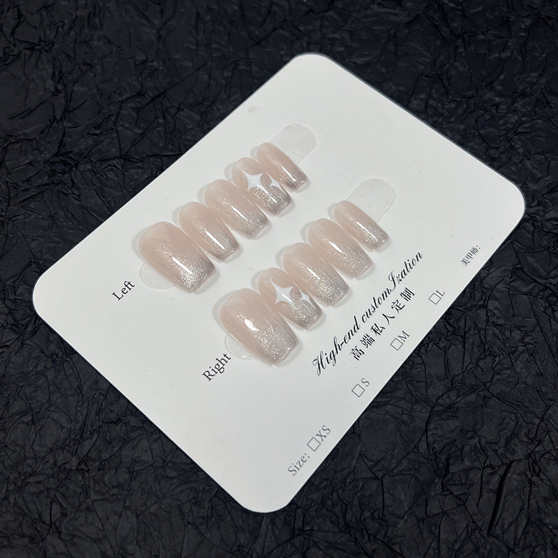 Star spar cat eye Handmade Press-on Nails short spring and autumn whitening  detachable finished ｜365nails