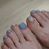 Azul refrescante branco galáxia fina flash olho de gato branco ins vento unhas dos pés removíveis 24 peças ｜ 365 unhas