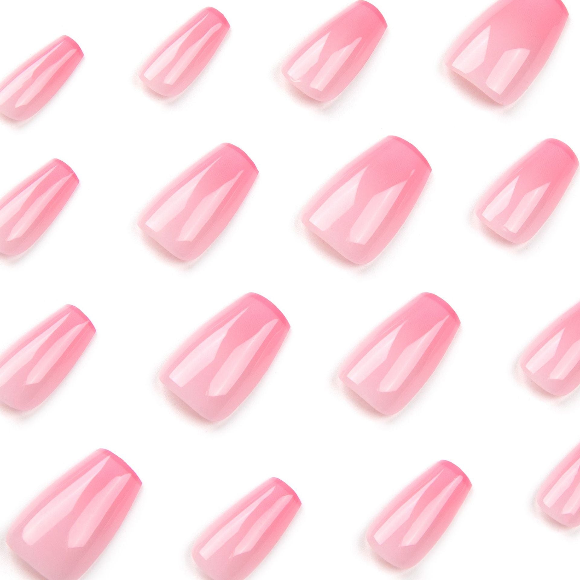 Adesivo de unha vestível rosa francês mudança gradual Película de unha curta vestível Nail art Adesivo de unha vestível Produto finalizado｜365nails