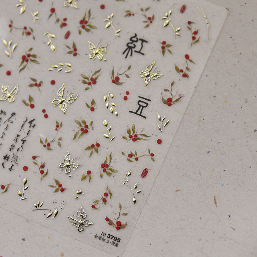 365nails: "Oriental Red Bean & Butterfly" – nail art stickers